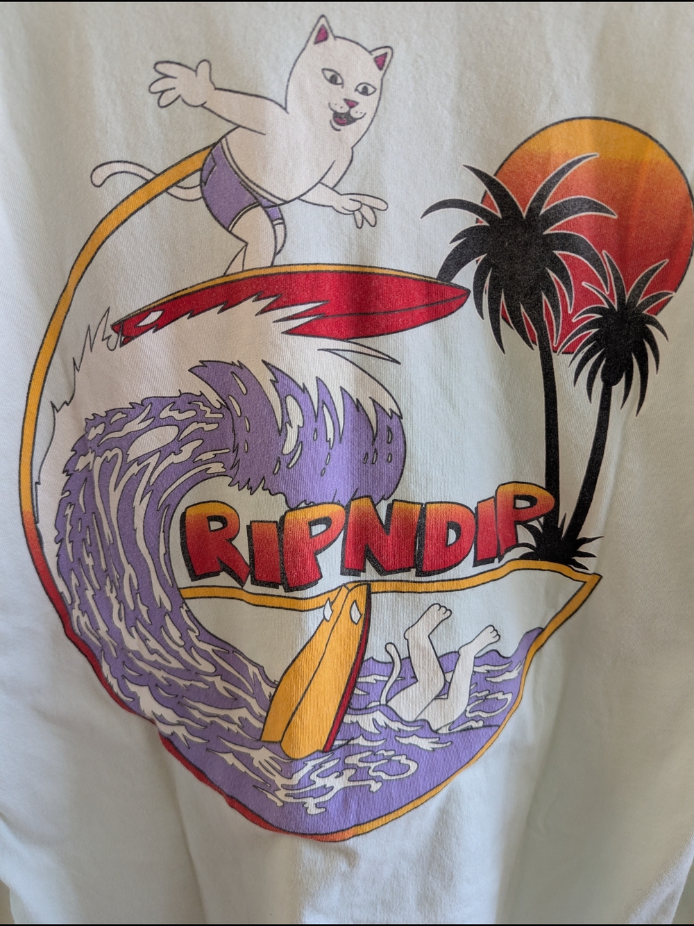 RipNDip Off My Wave Long Sleeve Graphic T-Shirt Mint Green Men's Size Small